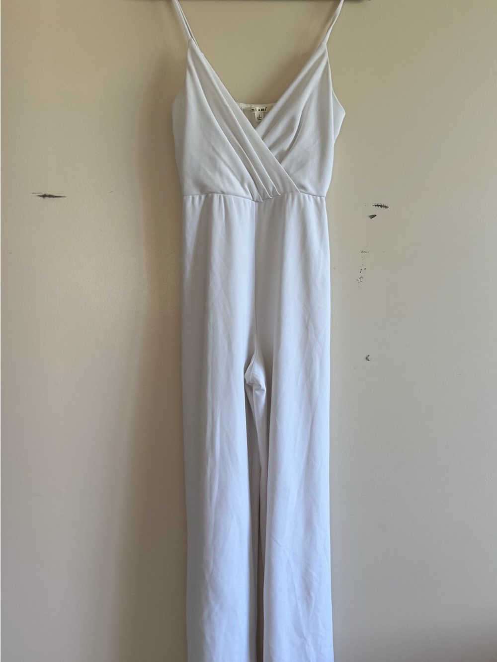 miami White Surplice V-Neck Wide-Leg Jumpsuit
